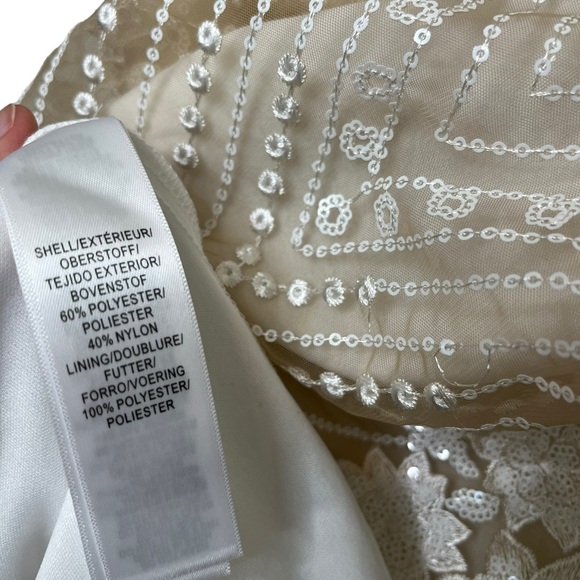 Adrianna Papell NWT Sequin Popover Mermaid Gown in Pearl Size 6 - Picture 9 of 16